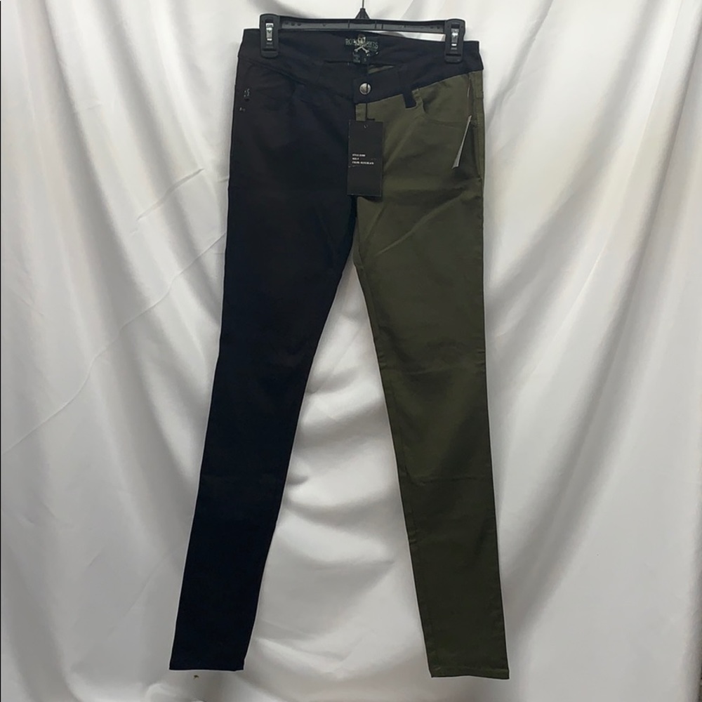 ROYAL BONES Size 5 Olive/Black skinny Jeans